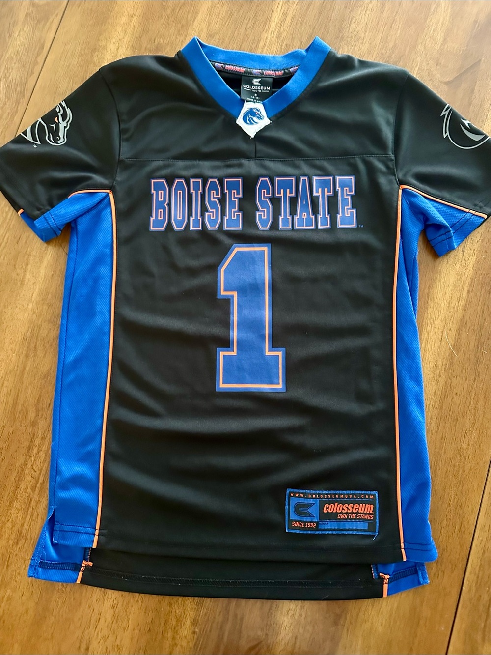 Boise State Broncos University Black/Blue #1 Colosseum Youth Football Jersey